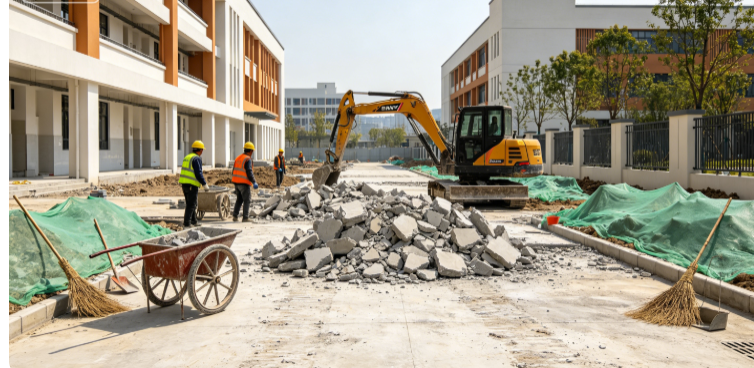 龙源路小学工地混凝土地面破除项目